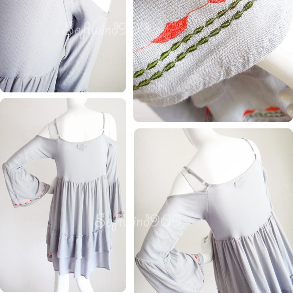Sold Out Embroider Ruffle Bell Boho Dress - Picture 5 of 8